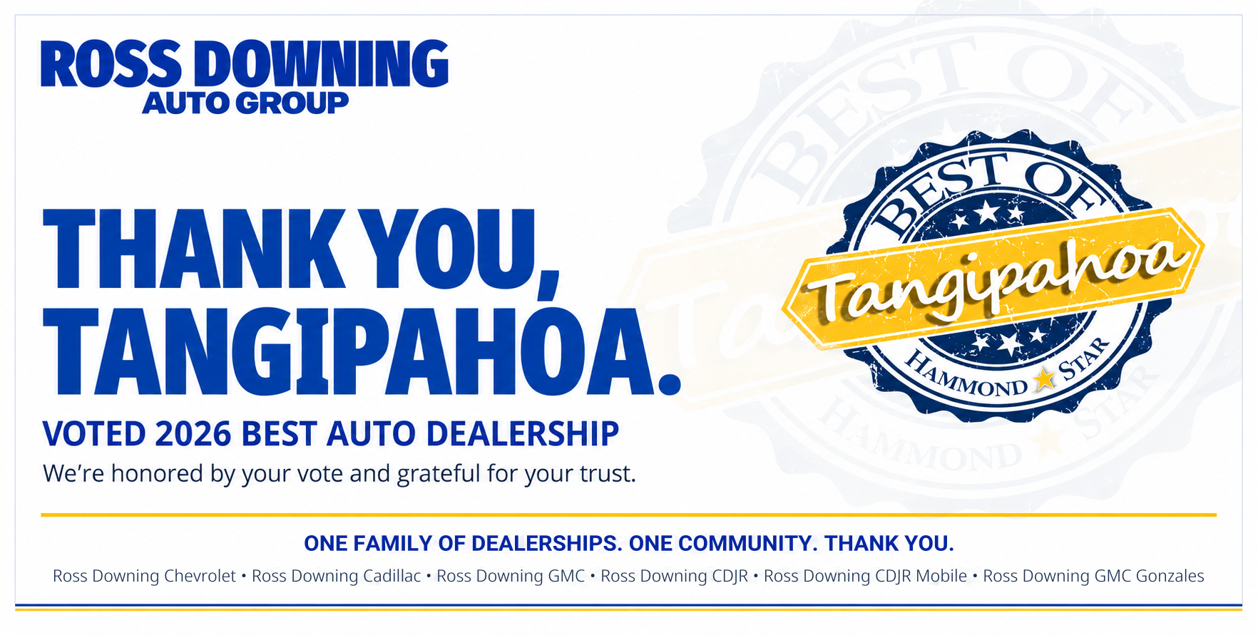 Thank You, Hammond: Ross Downing CDJR Celebrates Best of Tangipahoa